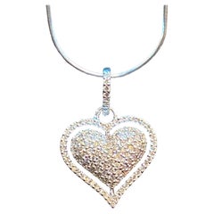 1.25 Carat F/VS1 Round Brilliant Diamonds Heart Necklace in 18K White Gold
