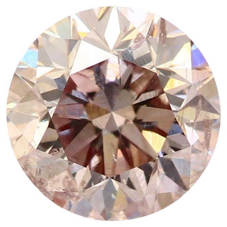 1.25 Carat Fancy Brown Pink Round Cut Diamond GIA Certified For Sale