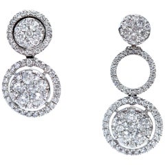 1.25 Carat Fancy Changeable Cluster Drop Halo 18 Karat Gold Diamond Earrings