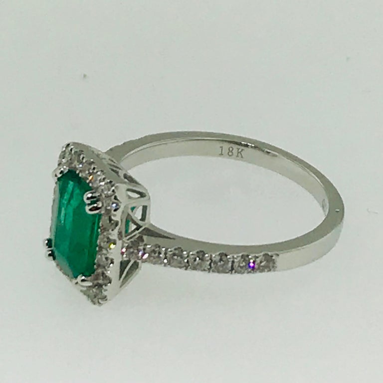 1.25 Carat Genuine Emerald and .50 Carat Diamond Halo Engagement Ring ...
