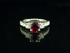 1.25 Carat GRS Certified Vietnam No Heat Pigeon's Blood Red Ruby Diamond Ring