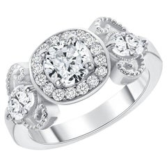 1.25 Carat Halo Design Diamond Engagement Ring Set