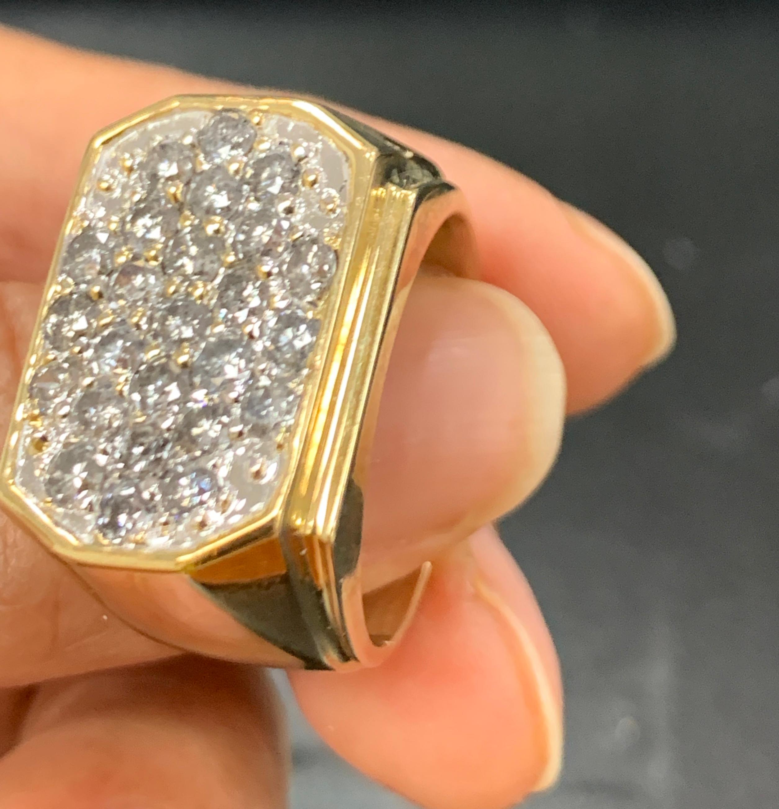 1.25 Carat Ice Diamond Traditional Men's Ring 14 Karat Yellow Gold Ring Estate 6