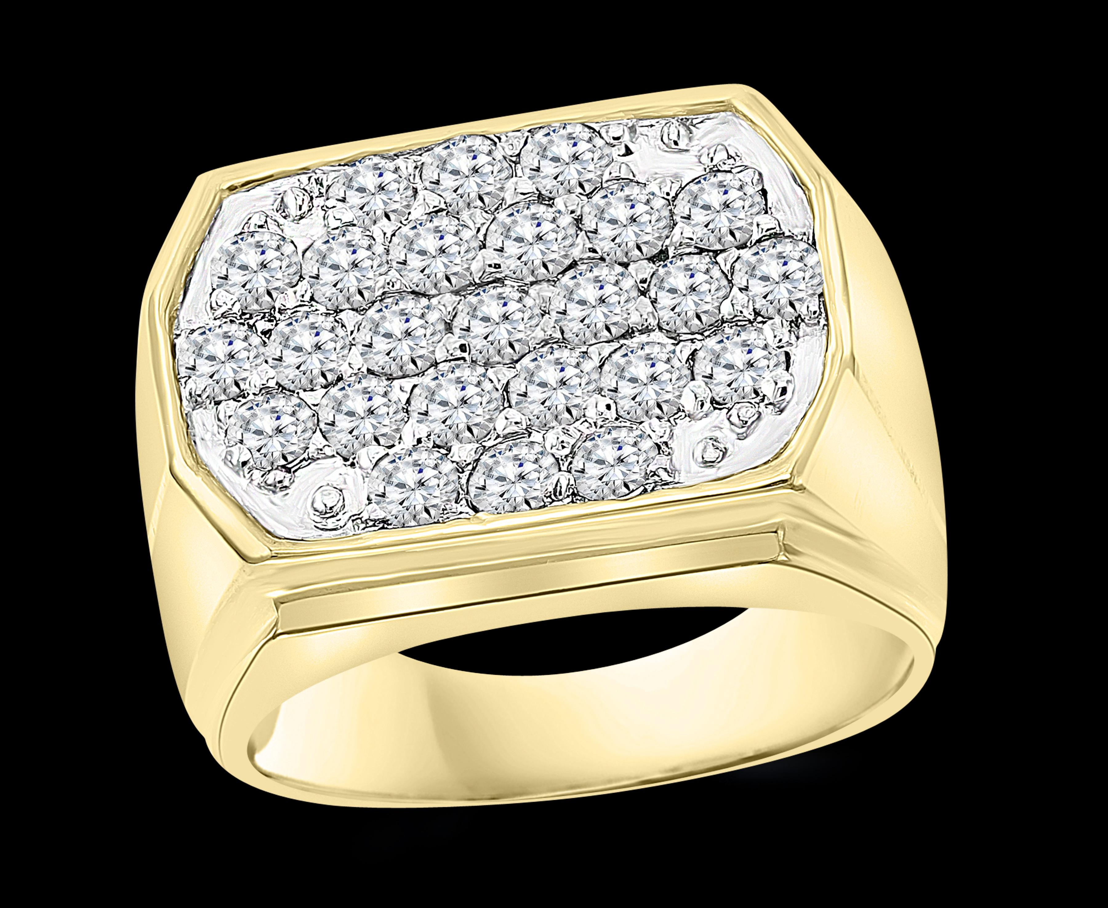 
These are Ice diamonds so not very white 
Approximately 1.25 Ct  Diamonds  Traditional Men's Ring  14 Karat Yellow  Gold Ring Estate
This is a Nice traditional  diamond  ring  from our affordable  wedding collection for Men
Ice  diamonds in