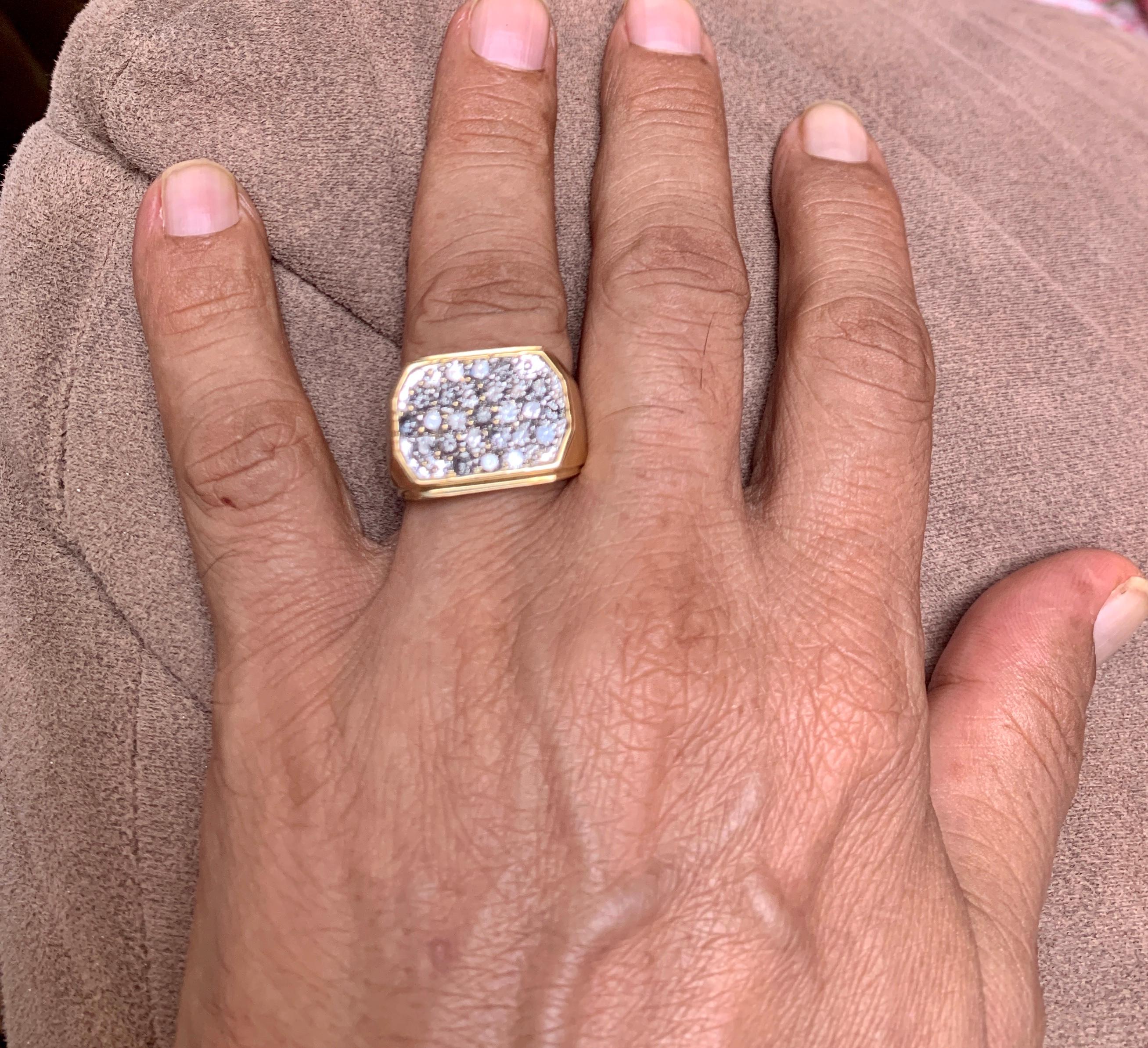 1.25 Carat Ice Diamond Traditional Men's Ring 14 Karat Yellow Gold Ring Estate 1
