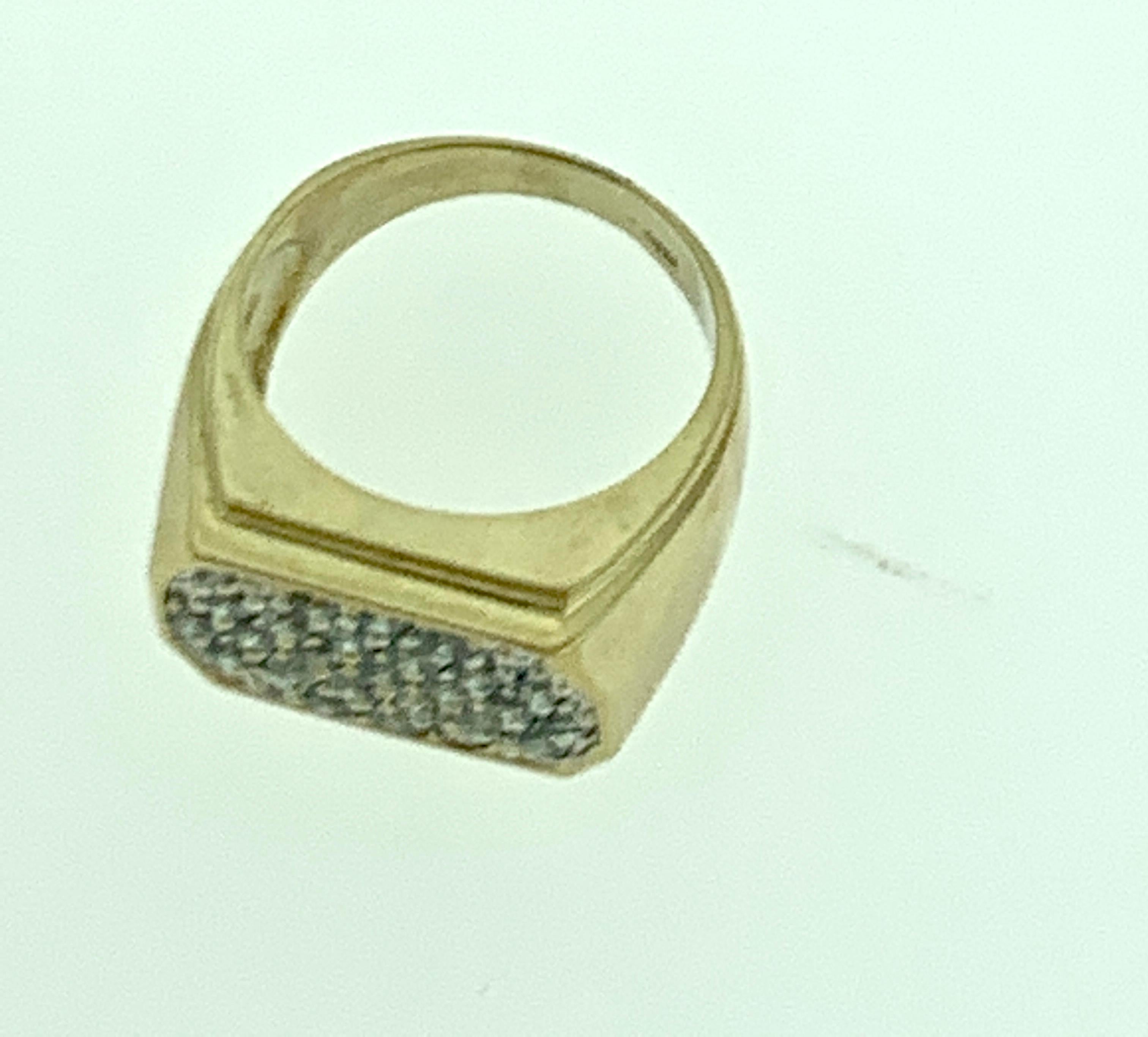 1.25 Carat Ice Diamond Traditional Men's Ring 14 Karat Yellow Gold Ring Estate 3