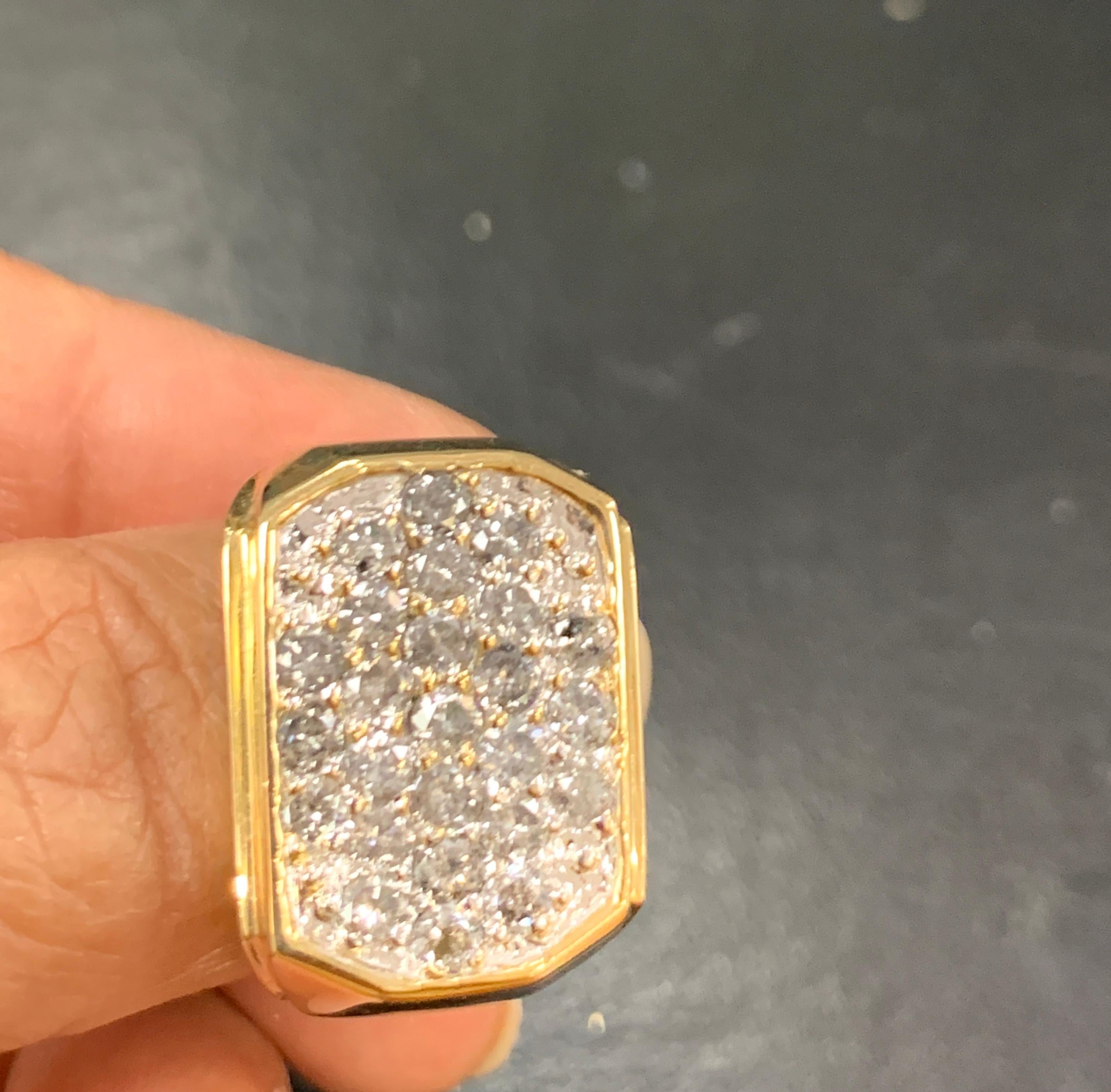 1.25 Carat Ice Diamond Traditional Men's Ring 14 Karat Yellow Gold Ring Estate 4