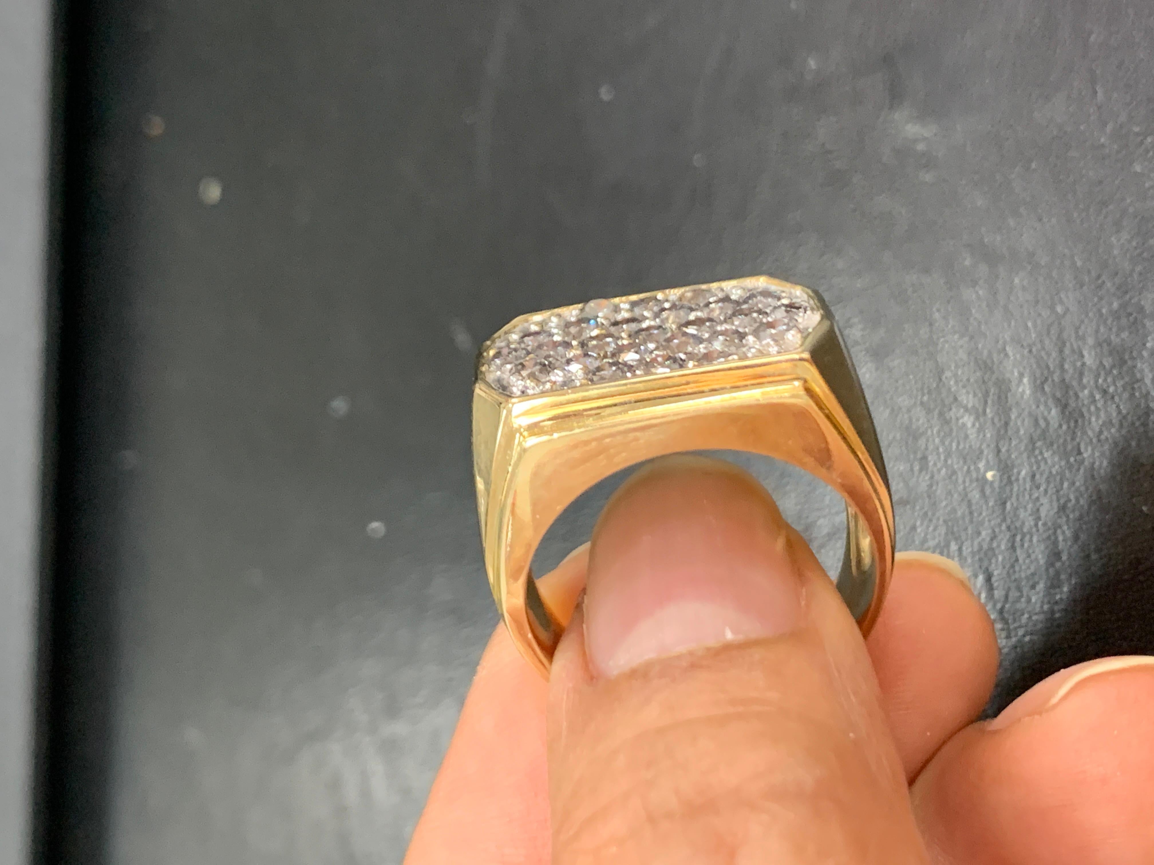 1.25 Carat Ice Diamond Traditional Men's Ring 14 Karat Yellow Gold Ring Estate 5