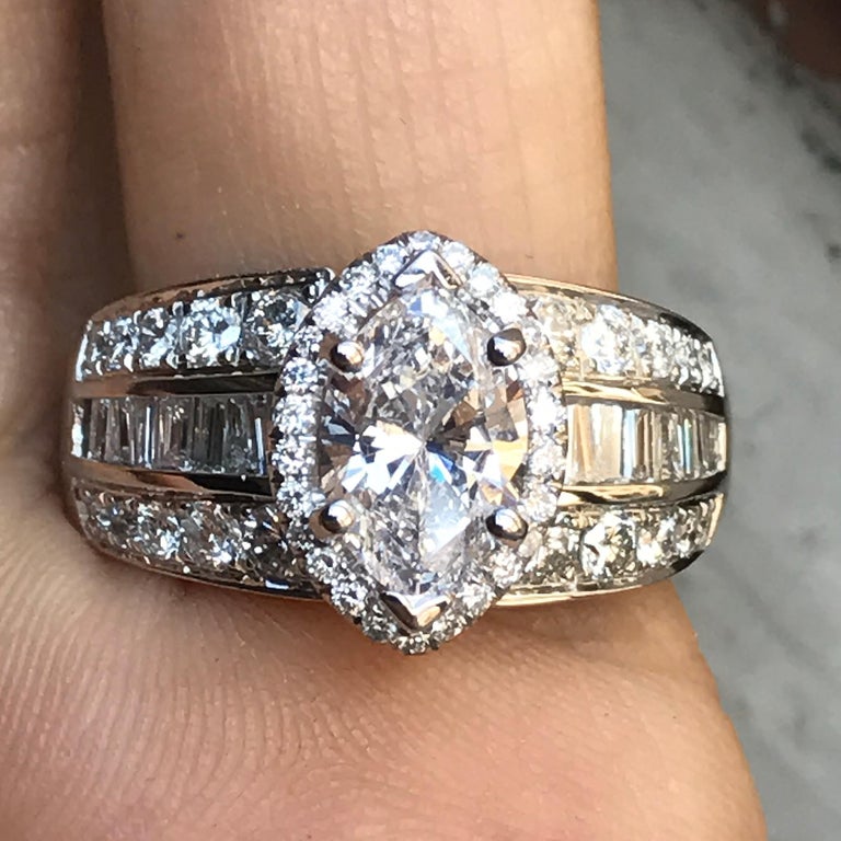 1.25 Carat Marquise Diamond Engagement Ring 14 Karat White Gold For ...