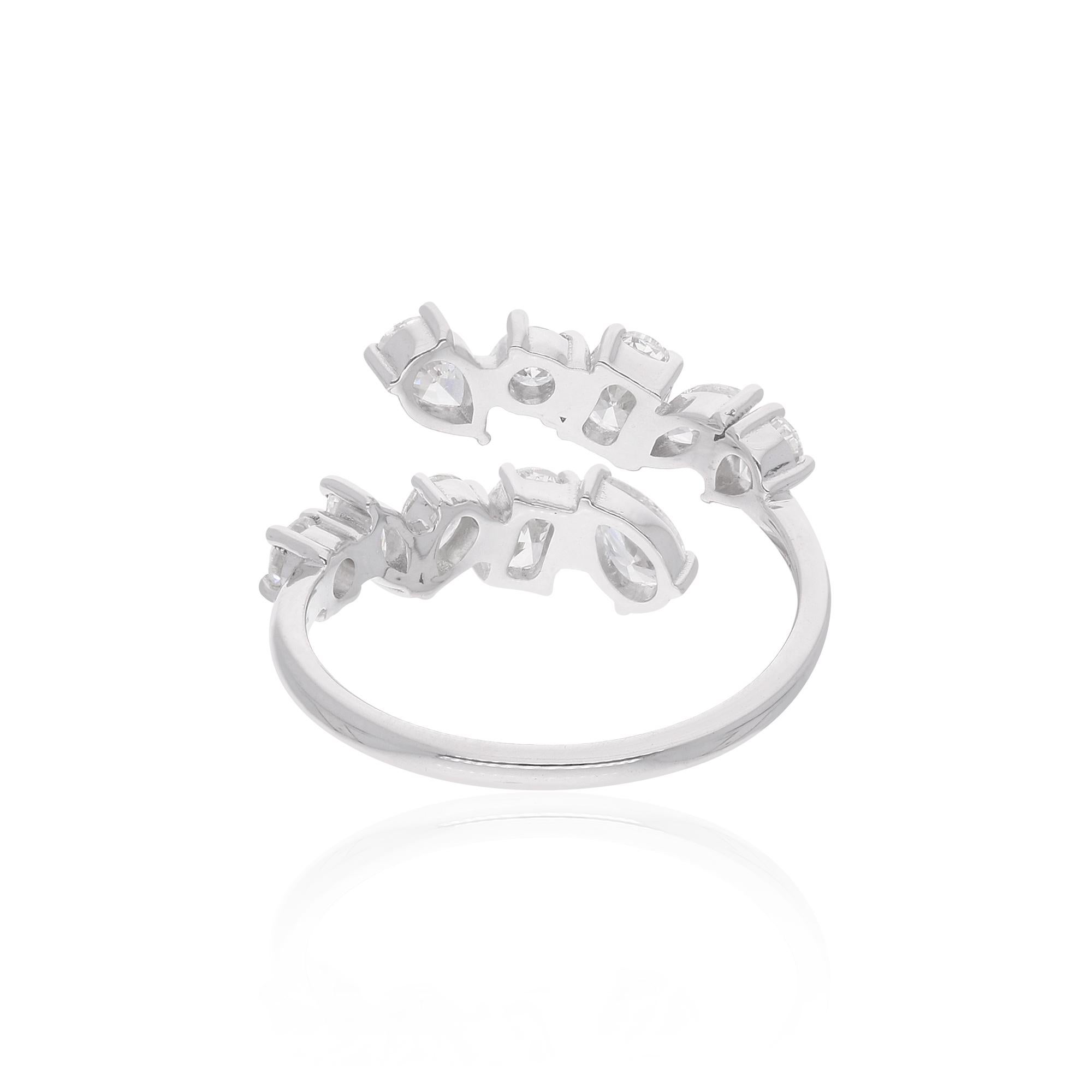 Modern 1.25 Carat Multi Shape Diamond Wrap Ring 18 Karat White Gold Handmade Jewelry For Sale