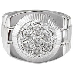 Bague pour homme en or blanc massif 14 carats avec diamants naturels de 1,25 carat