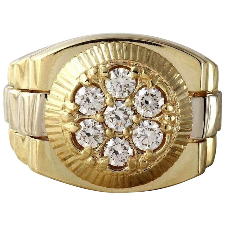 1.25 Carat Natural Diamond 14 Karat Solid Yellow Gold Men's Ring For Sale
