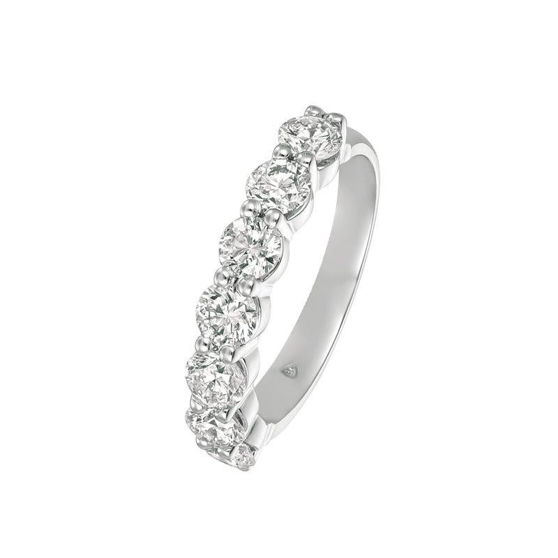 For Sale:  1.25 Carat Natural Diamond 7 Stone Ring G SI 14 Karat White Gold 4