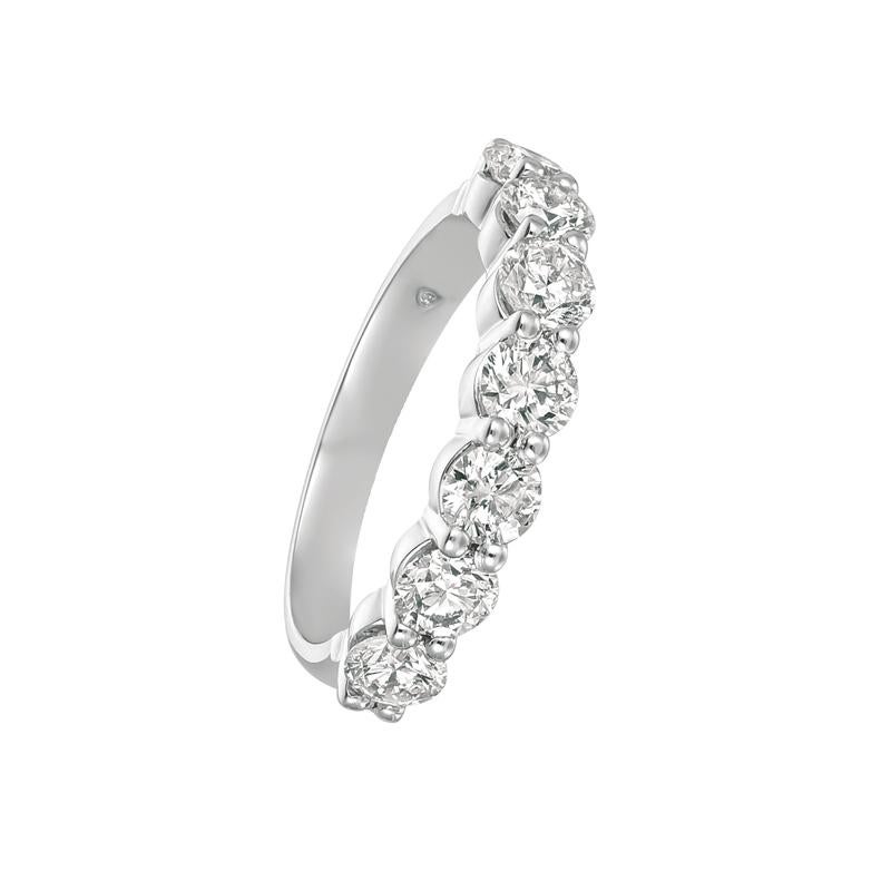 Contemporary 1.25 Carat Natural Diamond 7 Stone Ring G SI 14 Karat White Gold For Sale