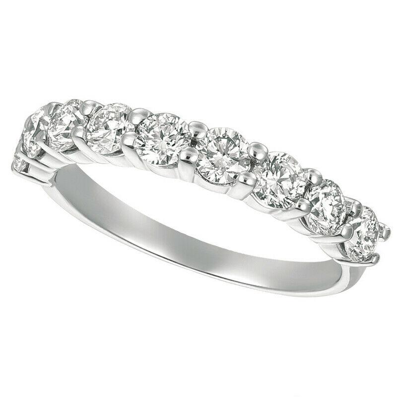 For Sale:  1.25 Carat Natural Diamond 9 Stone Band Ring G SI 14K White Gold 2
