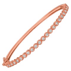 1.25 Carat Natural Diamond Bezel set Bangle Bracelet G-H SI 14 Karat Rose Gold