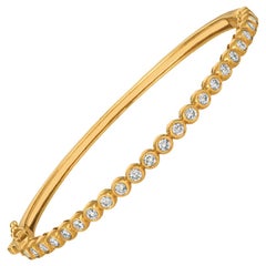 Bracelet jonc en or jaune 14 carats avec diamants naturels de 1,25 carat sertis en serti clos G-H SI