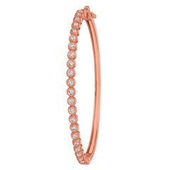 1.25 Carat Natural Diamond Bezel set Bangle Bracelet G-H SI 14 Karat Rose Gold