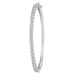 1.25 Carat Natural Diamond Bezel Set Bangle Bracelet G-H SI 14 Karat White Gold