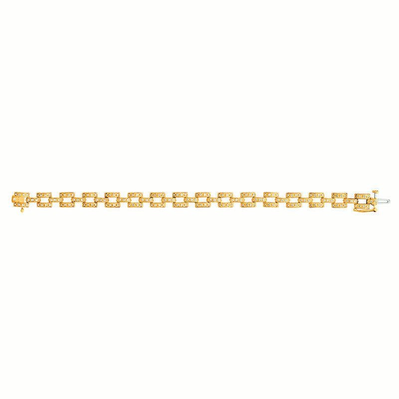 Contemporary 1.25 Carat Natural Diamond Bracelet G SI 14K Yellow Gold For Sale