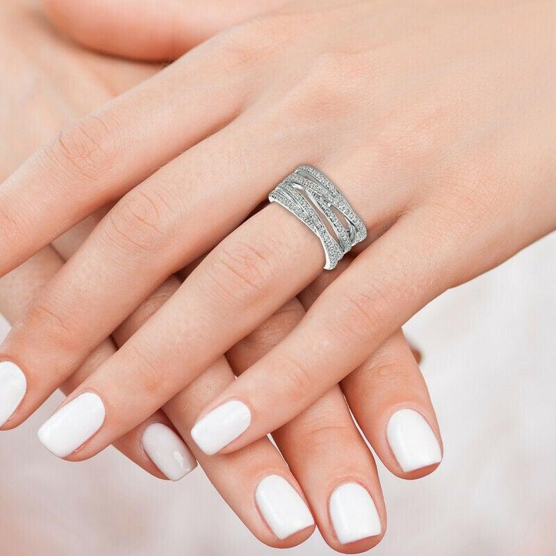 For Sale:  1.25 Carat Natural Diamond Cocktail Ring G SI 14 Karat White Gold 2