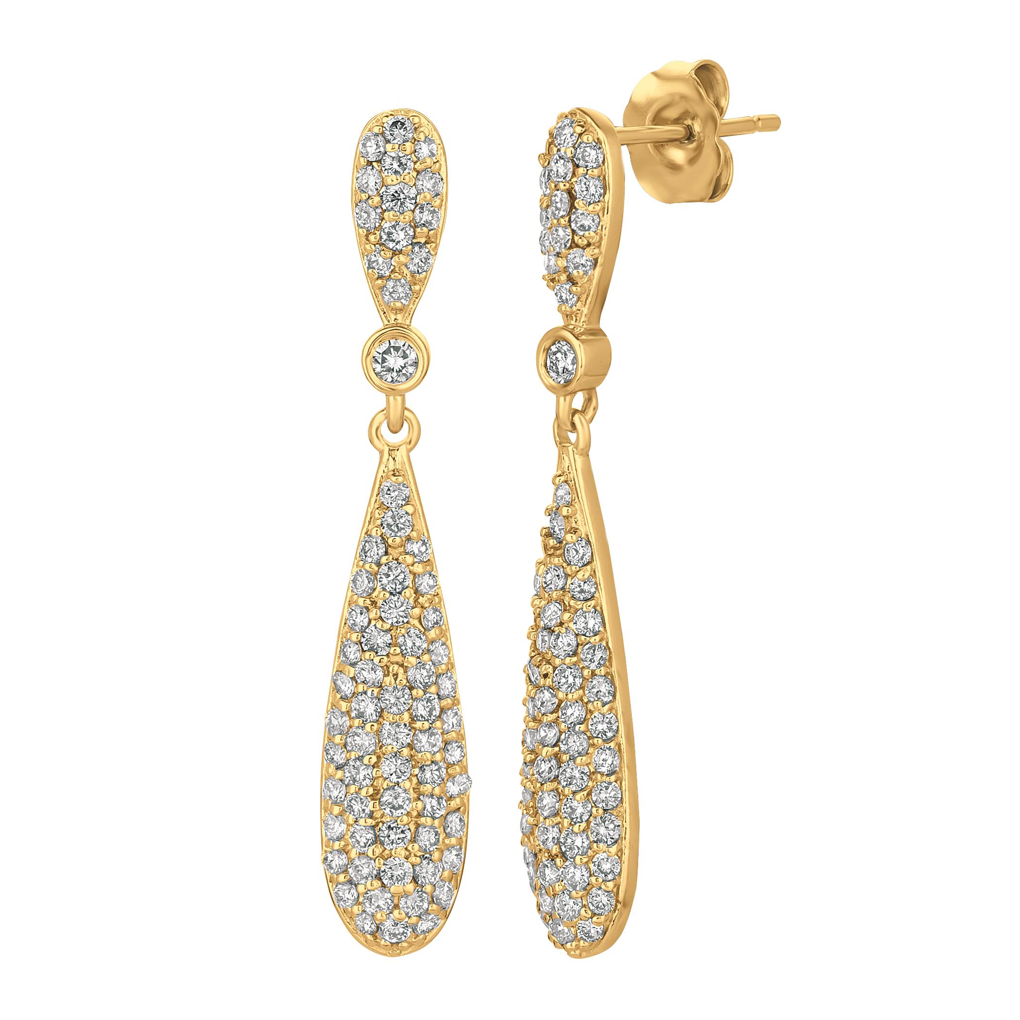 Contemporain Boucles d'oreilles en or blanc 14 carats avec diamants naturels de 1,25 carat G SI en vente