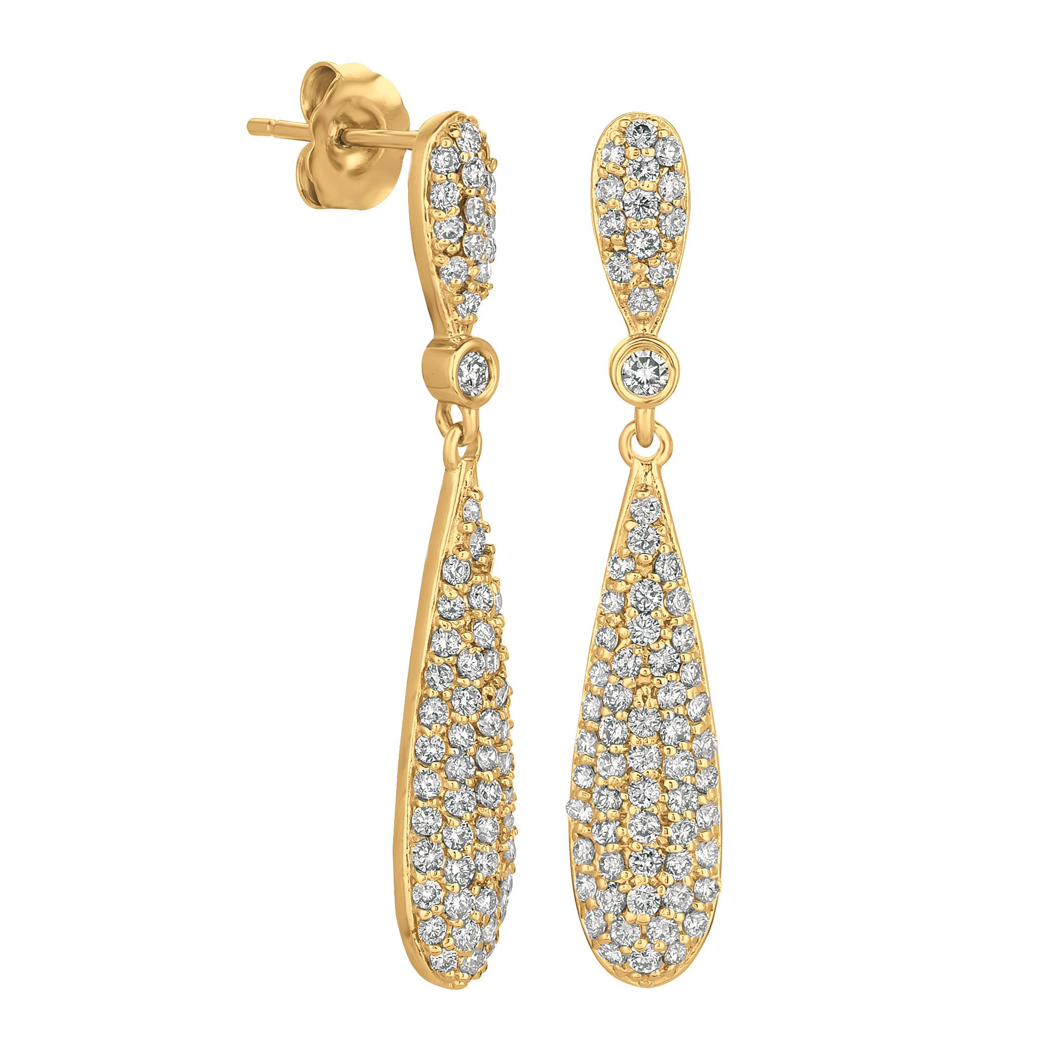 Taille ronde Boucles d'oreilles en or blanc 14 carats avec diamants naturels de 1,25 carat G SI en vente