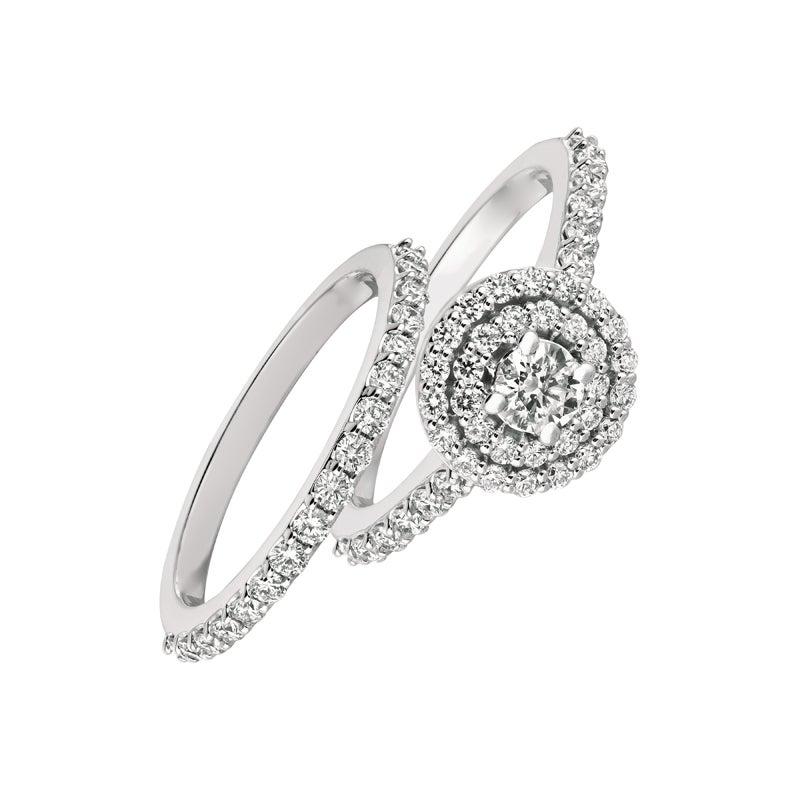For Sale:  1.25 Carat Natural Diamond Engagement Ring Set G SI 14 Karat White Gold 2