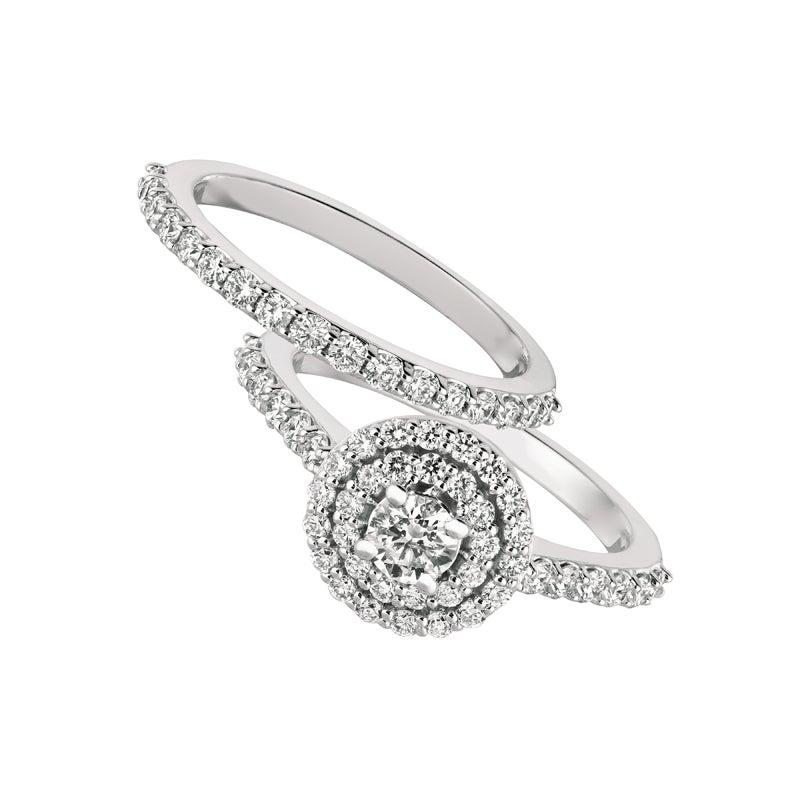 For Sale:  1.25 Carat Natural Diamond Engagement Ring Set G SI 14 Karat White Gold 3