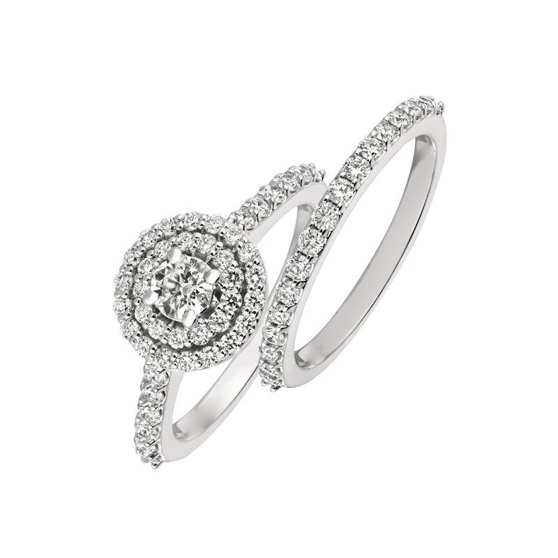 For Sale:  1.25 Carat Natural Diamond Engagement Ring Set G SI 14 Karat White Gold 4
