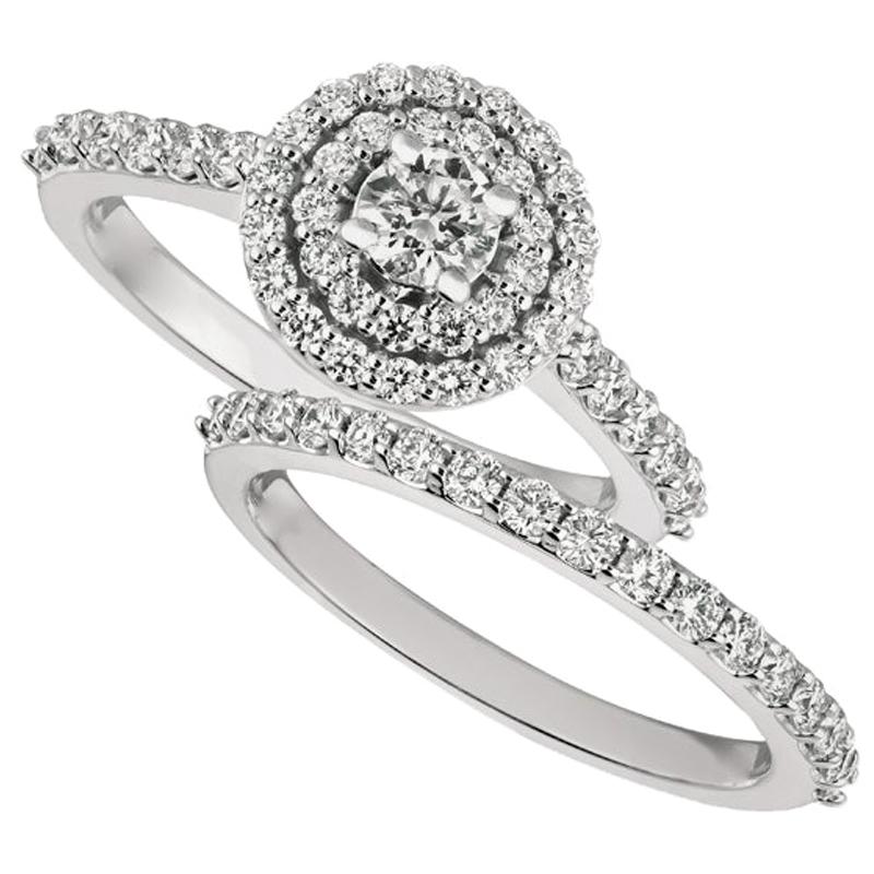 1.25 Carat Natural Diamond Engagement Ring Set G SI 14 Karat White Gold
