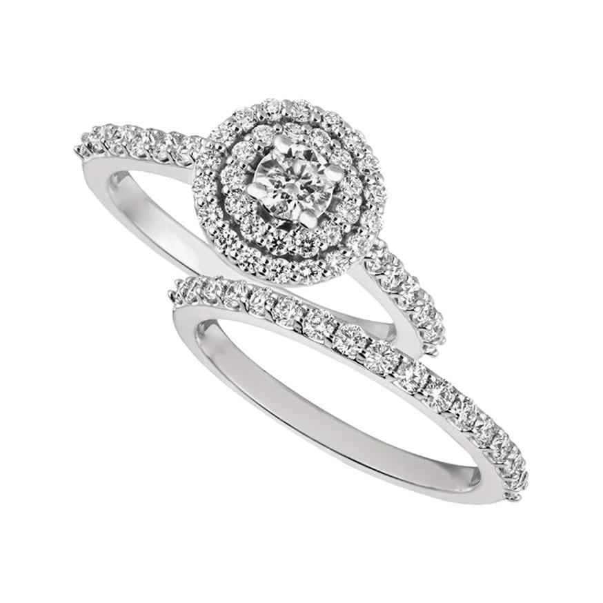 Anillo de compromiso de diamantes naturales de 1,25 quilates G SI Oro blanco de 14 quilates