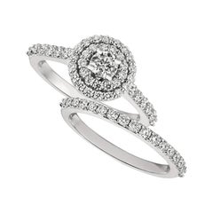 1.25 Carat Natural Diamond Engagement Ring Set G SI 14 Karat White Gold