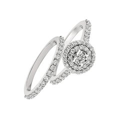 1.25 Carat Natural Diamond Engagement Ring Set G SI 14 Karat White Gold