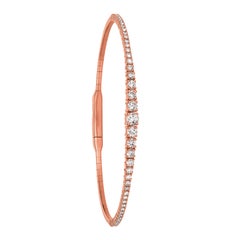 1.25 Carat Natural Diamond Flexible Tennis Bracelet G SI 14 Karat Rose Gold
