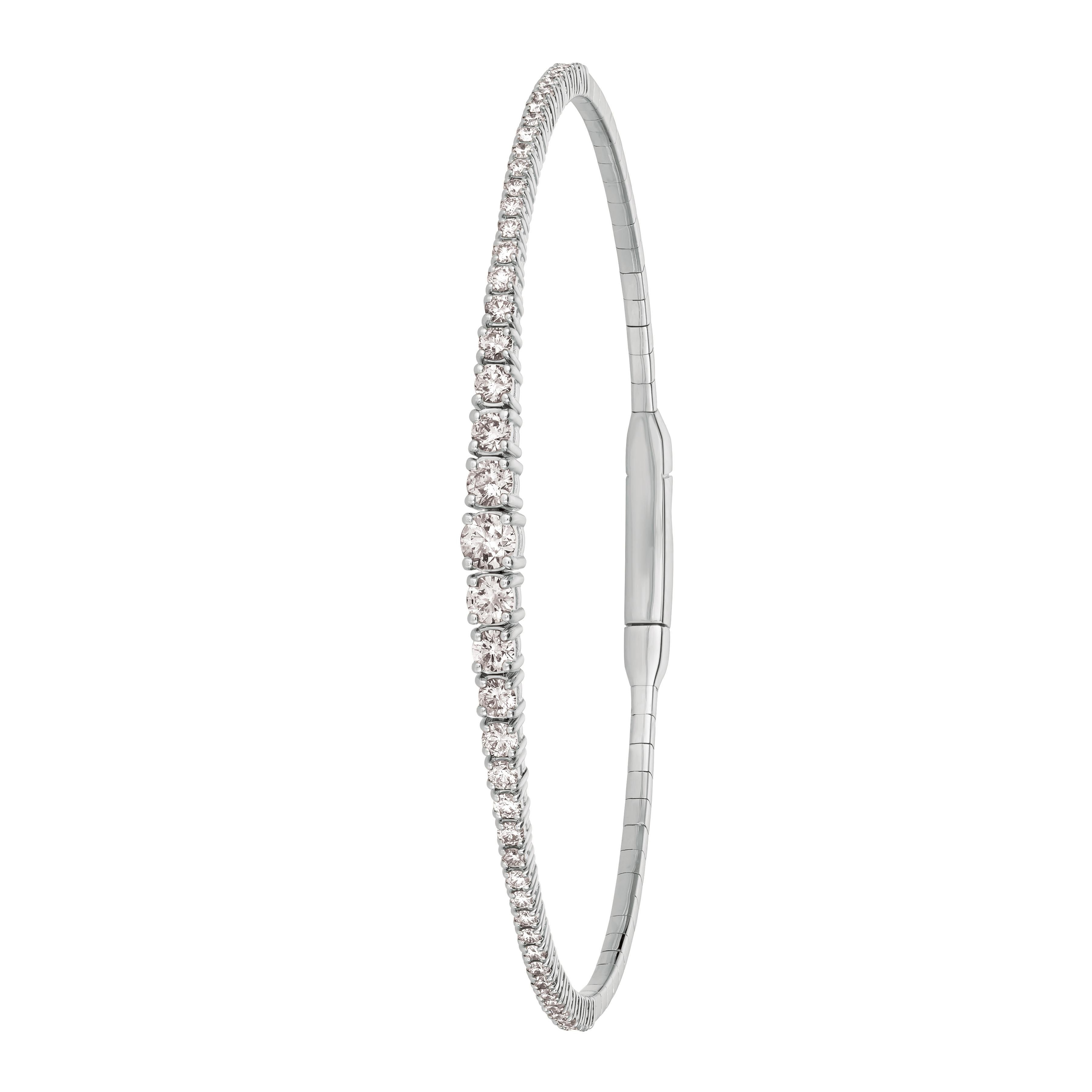 
1.25 Carat Natural Diamond Flexible Tennis Bracelet Bangle G SI 14K White Gold 7''

    100% Natural Diamonds, Not Enhanced in any way 
    1.25CT
    Color G-H 
    Clarity SI  
    14K White Gold  pave style   6.2 grams
    7 inches in length,
