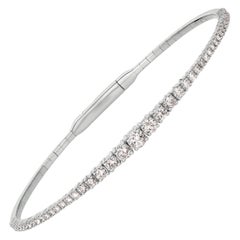 1.25 Carat Natural Diamond Flexible Bracelet Bangle G SI 14 Karat White Gold