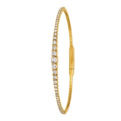 Bracelet tennis souple G SI en or jaune 14 carats avec diamants naturels de 1,25 carat