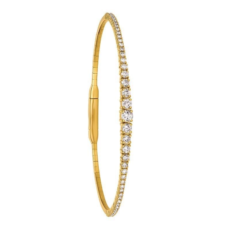 Contemporary 1.25 Carat Natural Diamond Flexible Tennis Bracelet G SI 14 Karat Yellow Gold For Sale