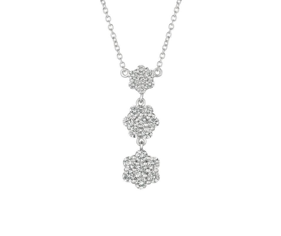 1.25 Carat Natural Diamond Flower Drop Necklace 14K White Gold G SI 18 inches chain

100% Natural Diamonds, Not Enhanced in any way Round Cut Diamond Necklace  
1.25CT
G-H 
SI  
14K Yellow Gold    Pave style , 3 grams 
1 1/16 inch in height,5/16