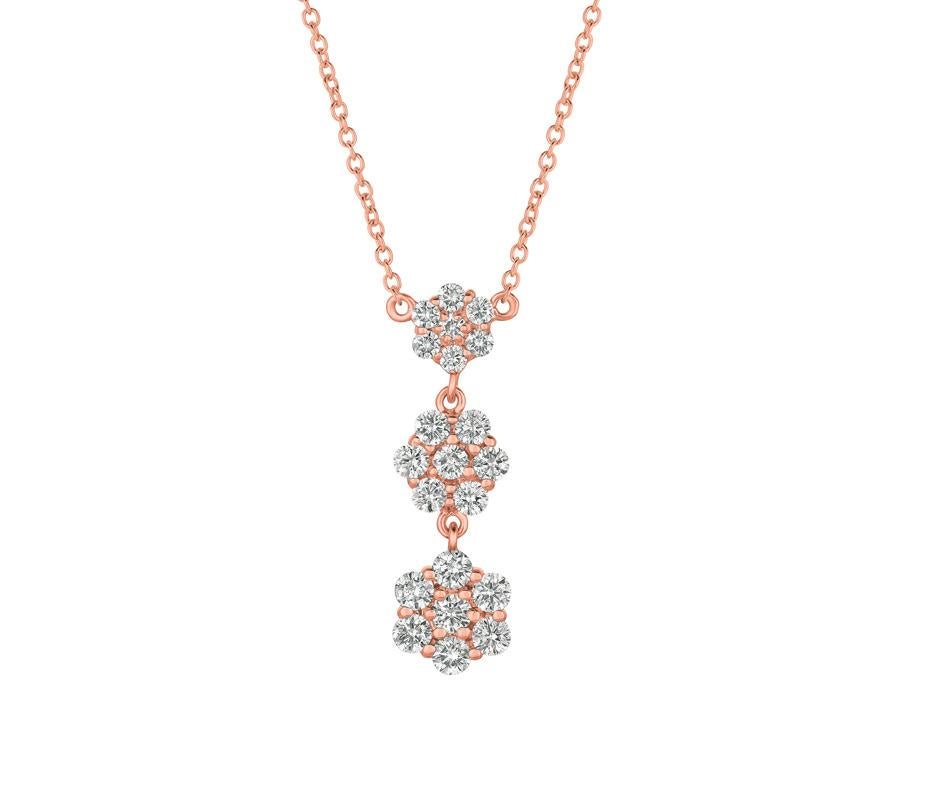 1,25 Karat natürliche Diamant-Blumentropfen-Halskette 14 Karat Gelbgold G SI (Zeitgenössisch) im Angebot