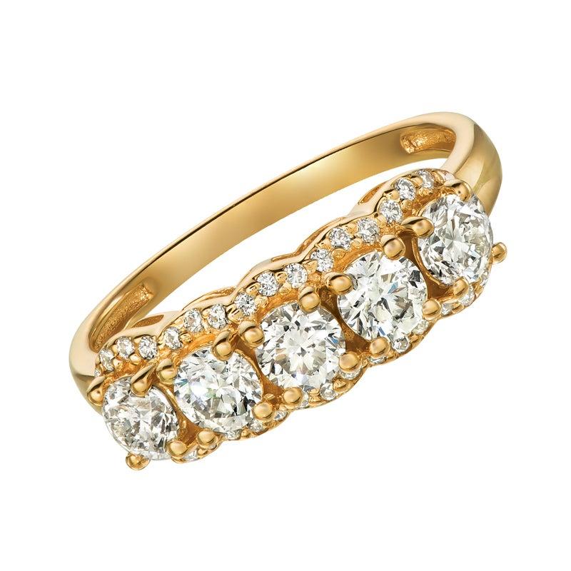 For Sale:  1.25 Carat Natural Diamond Ring Band G SI 14 Karat Yellow Gold 2