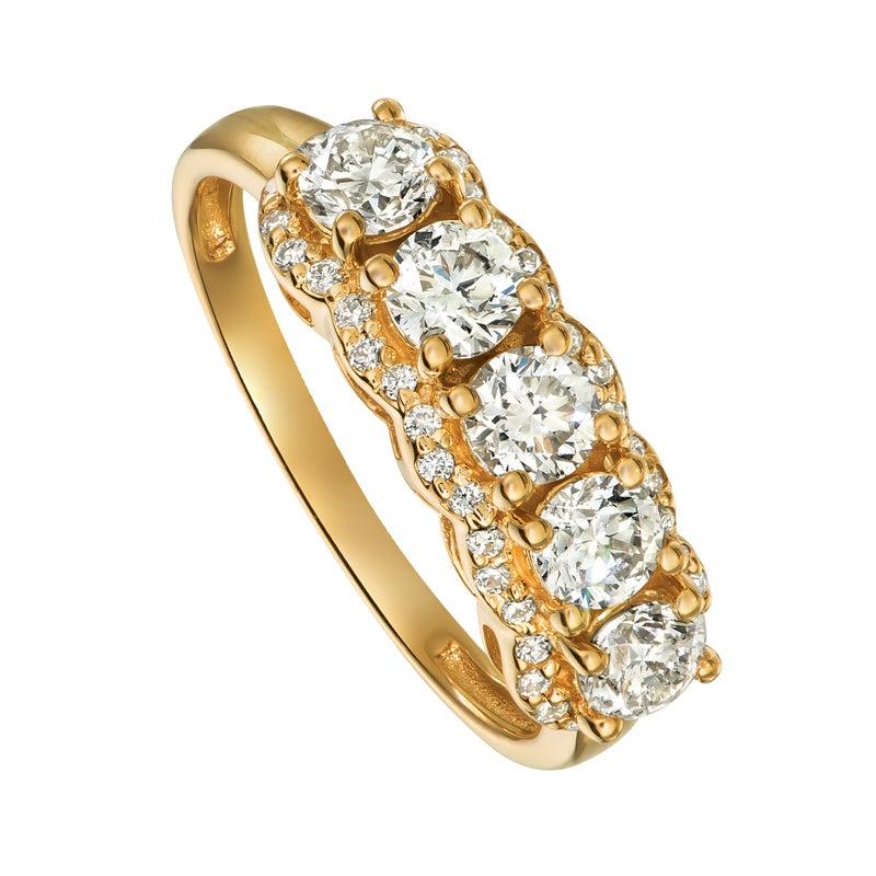 For Sale:  1.25 Carat Natural Diamond Ring Band G SI 14 Karat Yellow Gold 4
