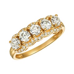 Anneau en or jaune 14 carats avec diamants naturels de 1,25 carat G SI
