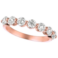 Bague en or rose 14 carats avec 7 diamants et diamants naturels de 1,25 carat G SI