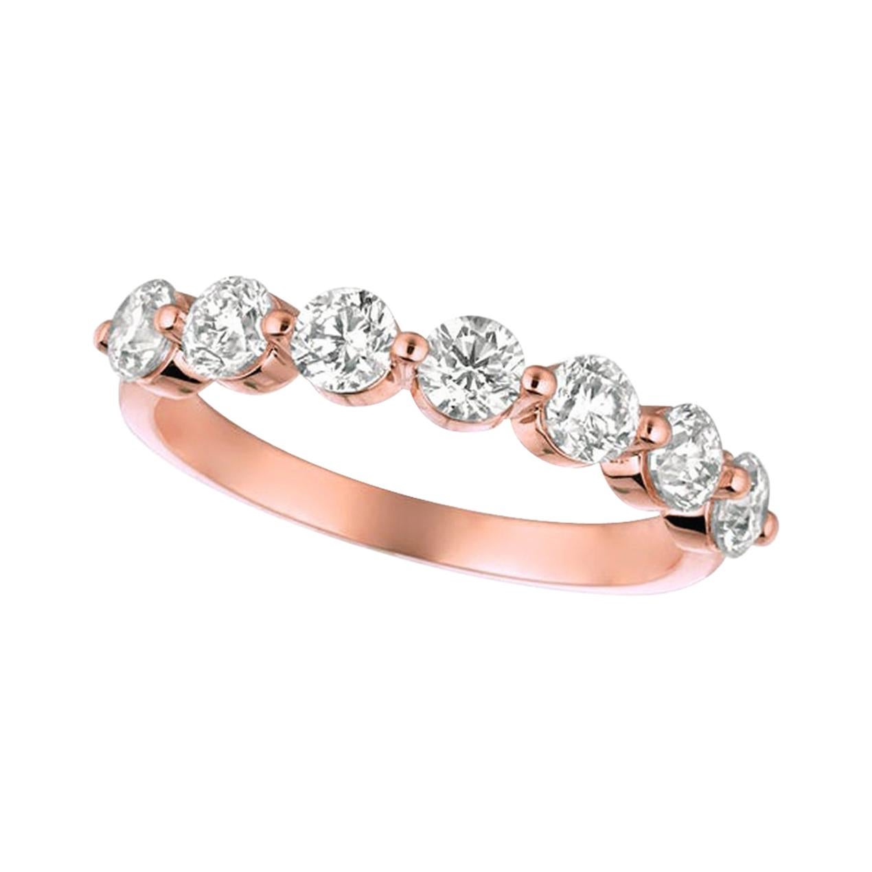 For Sale:  1.25 Carat Natural Diamond Ring G SI 14 Karat Rose Gold 7 Diamonds