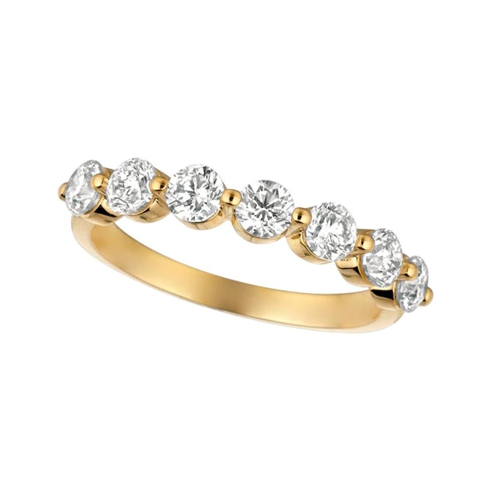 For Sale:  1.25 Carat Natural Diamond Ring G SI 14 Karat Yellow Gold 7 Diamonds