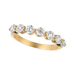 1.25 Carat Natural Diamond Ring G SI 14 Karat Yellow Gold 7 Diamonds