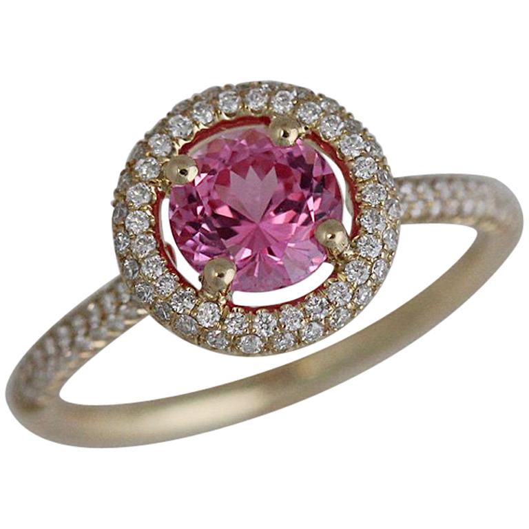 1.25 Carat Natural Fancy Pink Sapphire and Diamond Ring For Sale