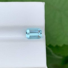 1.25 Carat Natural Loose Seafoam Blue Aquamarine Emerald Cut Pakistan Gemstone